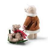 Mama Teddy bear with child on Holly Express (16 cm)