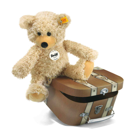Charly Dangling Teddy Bear in Suitcase, Beige (30 cm)