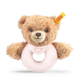 Sleep Well Bear Grip Toy with Rattle, Pink (12 cm)